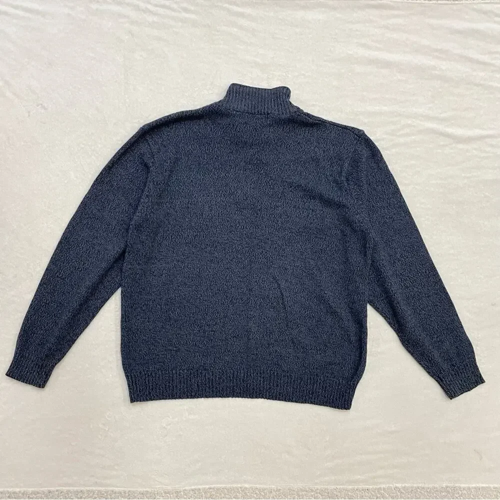 Oscar de la Renta Navy Heather Quarterzip Sweater Size XL